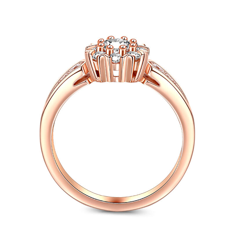 Jeulia "Grace Fleurette" Flower Ring Round Cut Silver