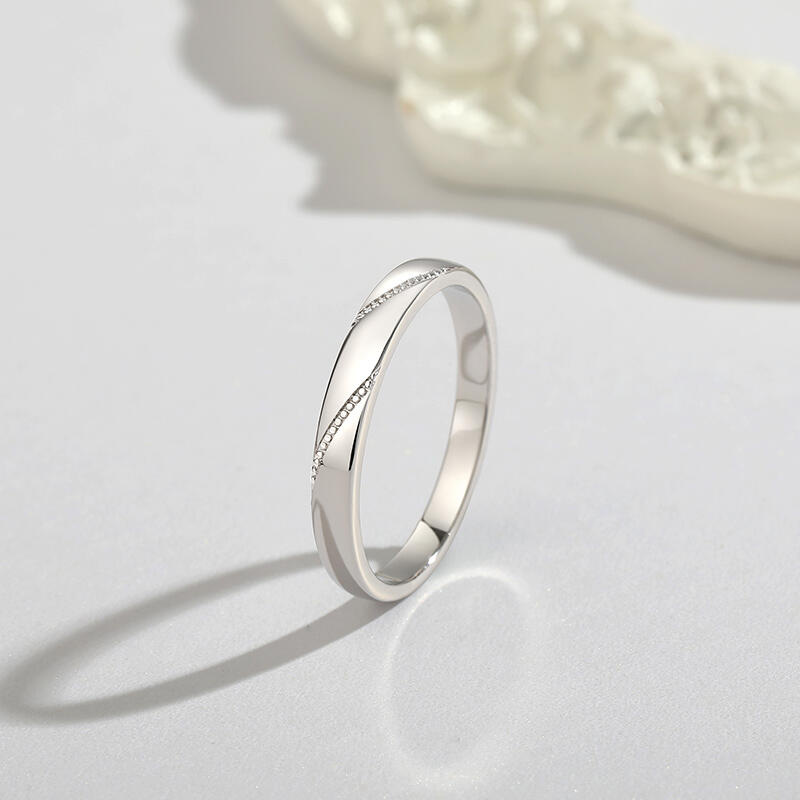 Jeulia シンプルなメンズ結婚指輪 ミルグレイン スターリングシルバー