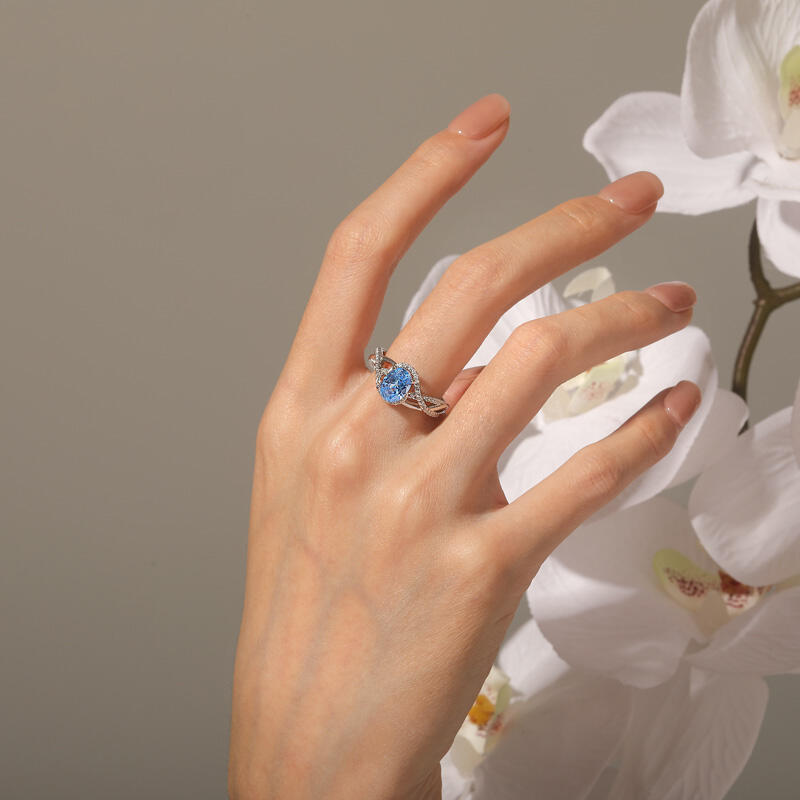 Jeulia Double Twist Custom Oval Birthstone Ring