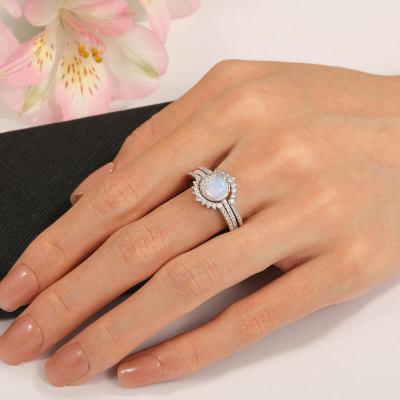 Jeulia Luna Astra Sun and Moon Eternity Ring Set 3PCS