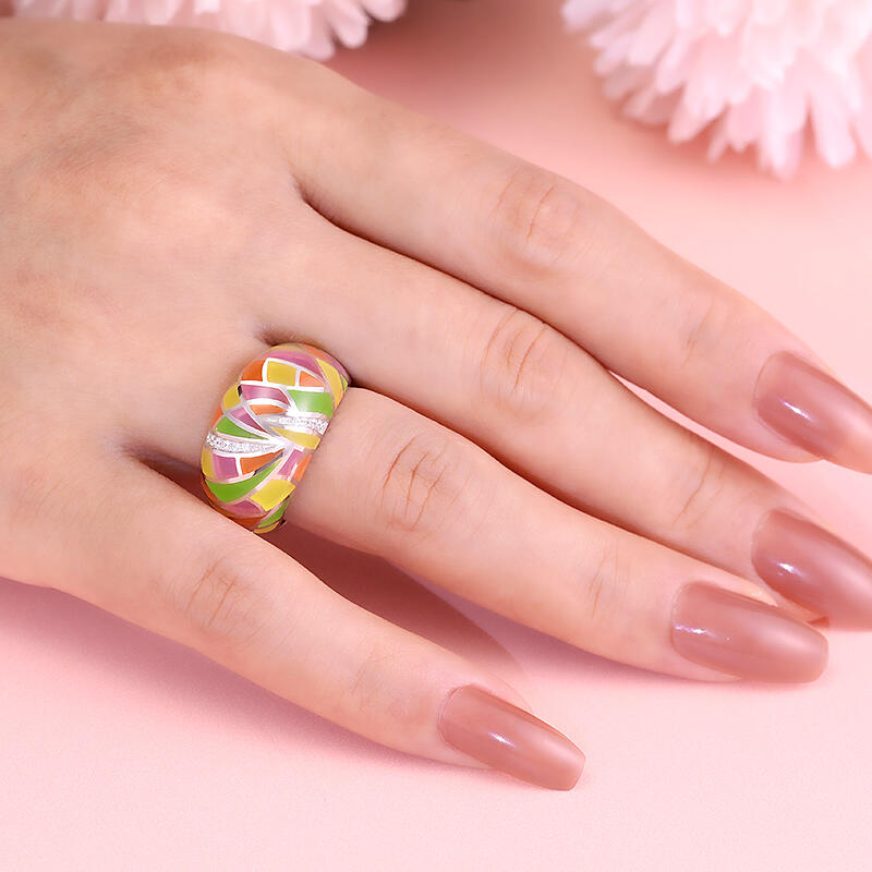 Jeulia "Sunlight" Enamel Sterling Silver Women's Band