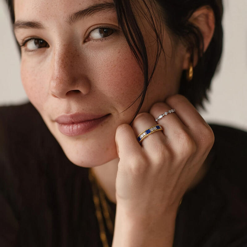 Jeulia Everyday Two Tone Rope Twisted Engagement Ring Set 2PCS