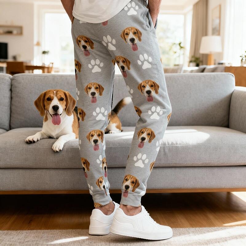Personalized Unisex Sweatpants Custom Photo Paw Prints Design Great Gift for Pet Lovers