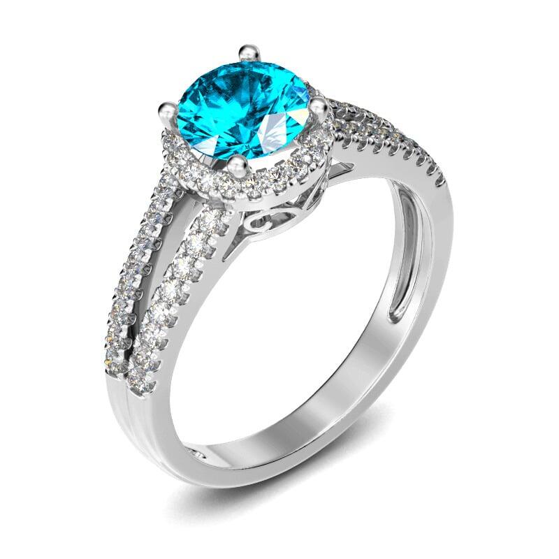 Jeulia Halo Round Cut Sterling Silver Ring