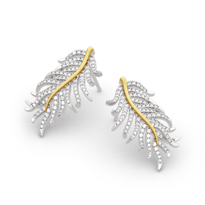Jeulia "Feathers Appear When Angels Are Near" Sterling Silver Earrings