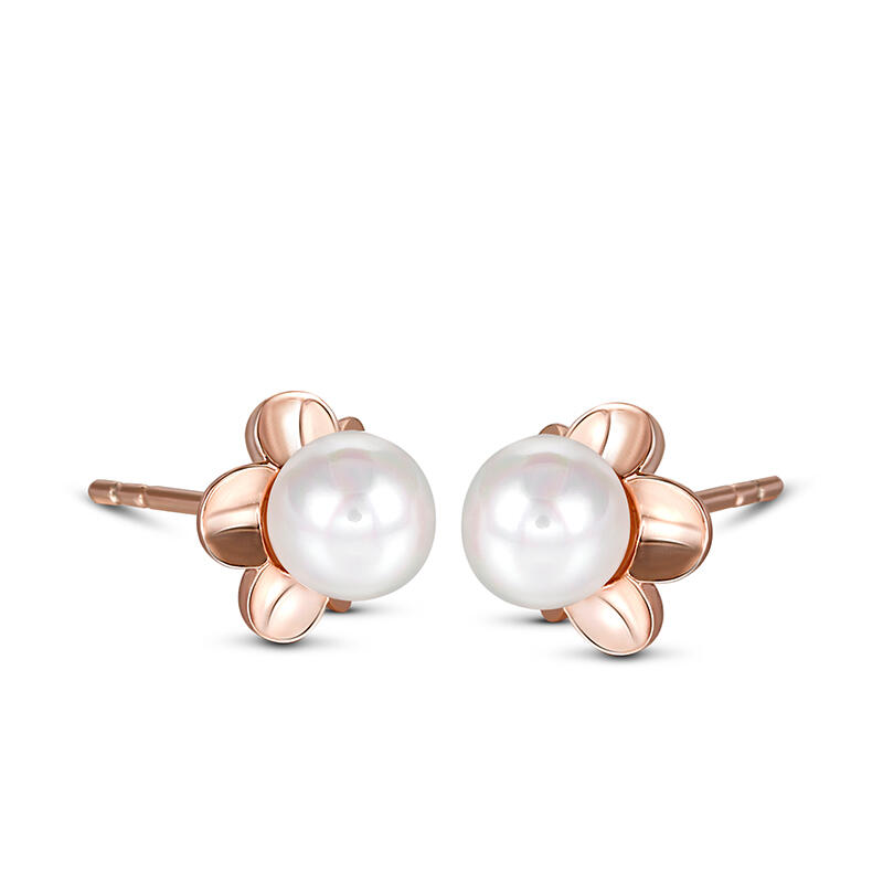 Jeulia "Ruffled Petals" Cultured Pearl Sterling Silver Children's Earrings