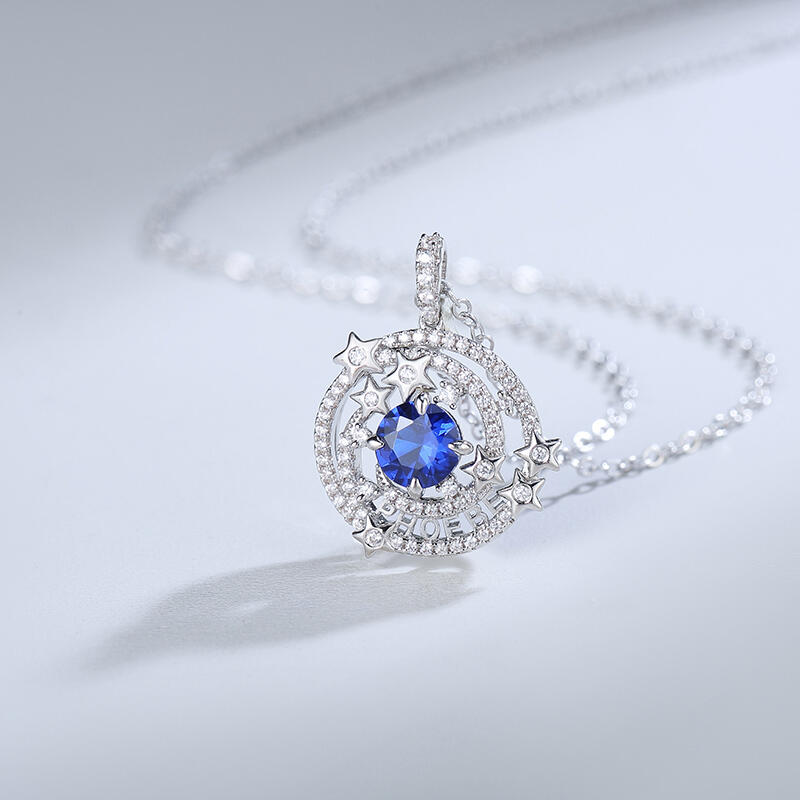 Jeulia "Night Sky" Personalized Round Cut Sterling Silver Necklace