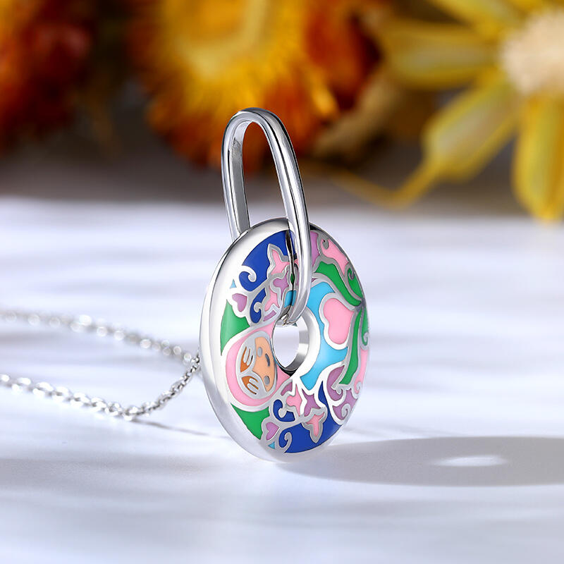 Jeulia "Miracle" Face Enamel Sterling Silver Necklace