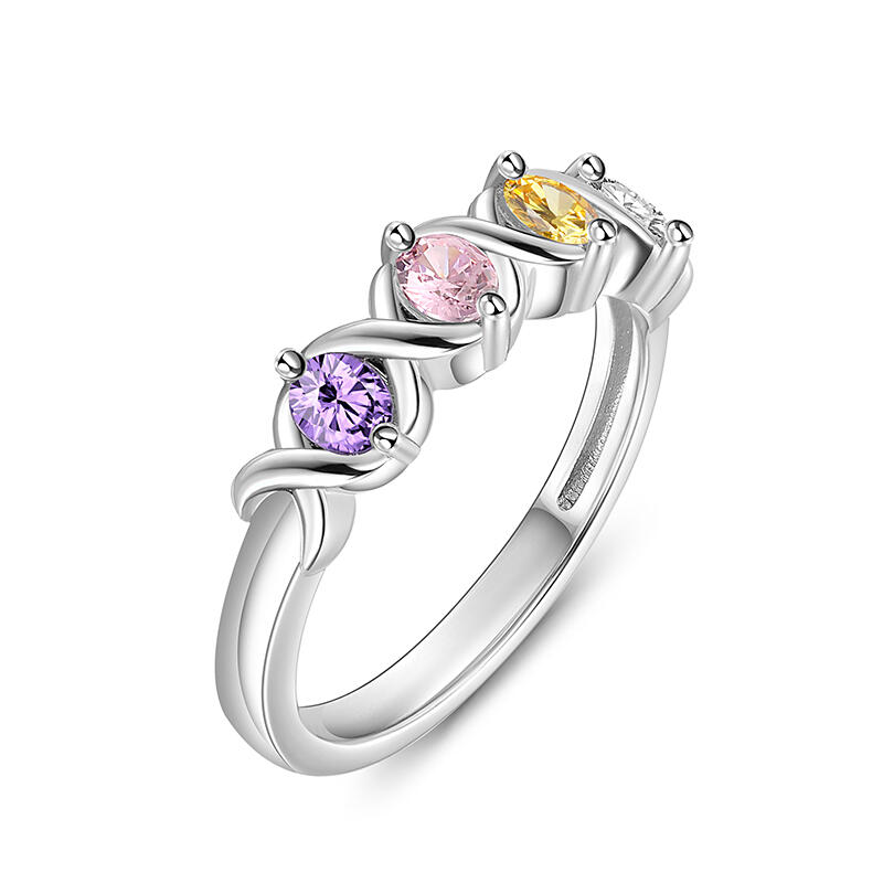 Jeulia "Infinite Love" Family Ring with Birthstones Sterling Silver