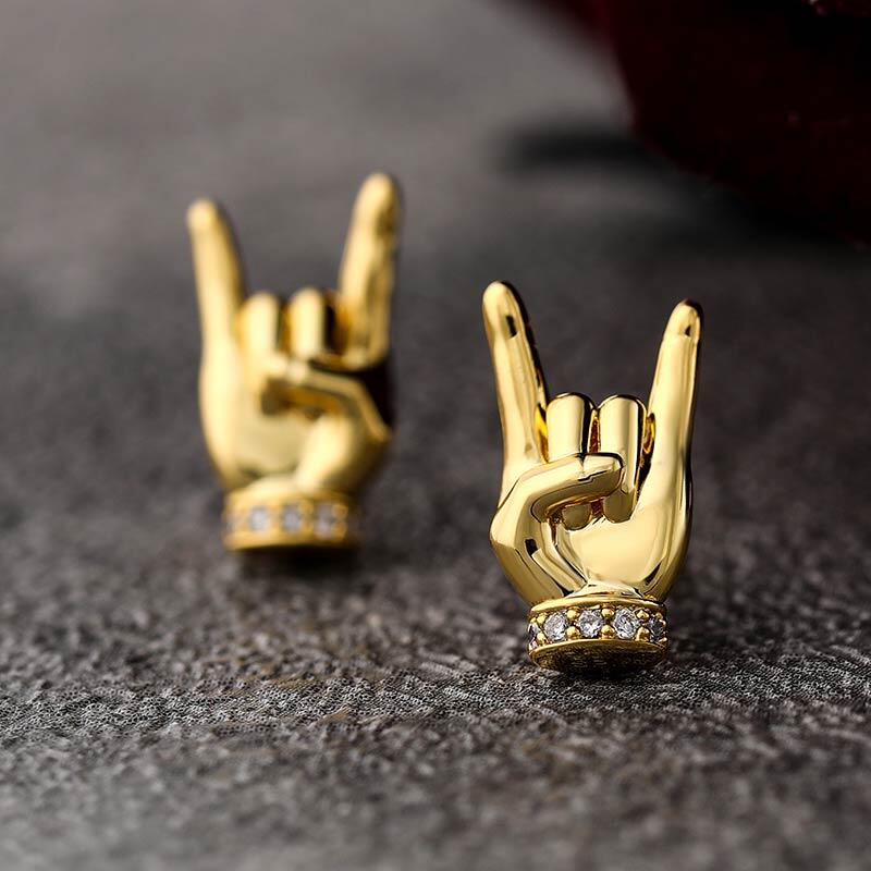 Jeulia "Rock and Roll" Gesture Sterling Silver Earrings