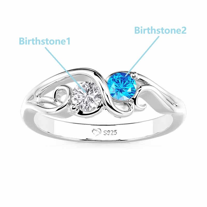 Jeulia Swirl Custom Two Birthstone Round Engagement Ring