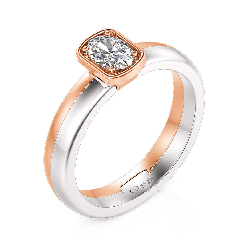 Jeulia Custom Engraved Two-Tone Locking Solitaire Ring