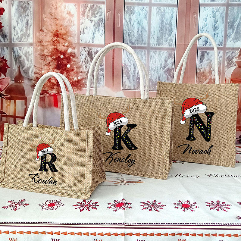Bolsa de regalo navideña personalizada con nombre personalizado. Un lindo regalo para niños.