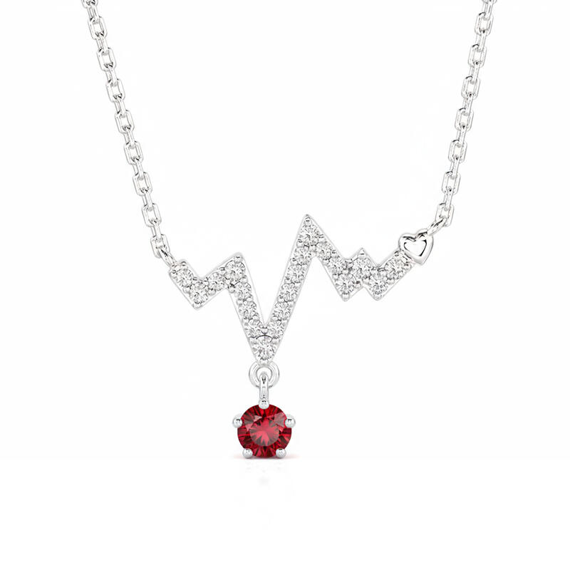 Jeulia Custom Simple Heartbeat Necklace with Birthstone