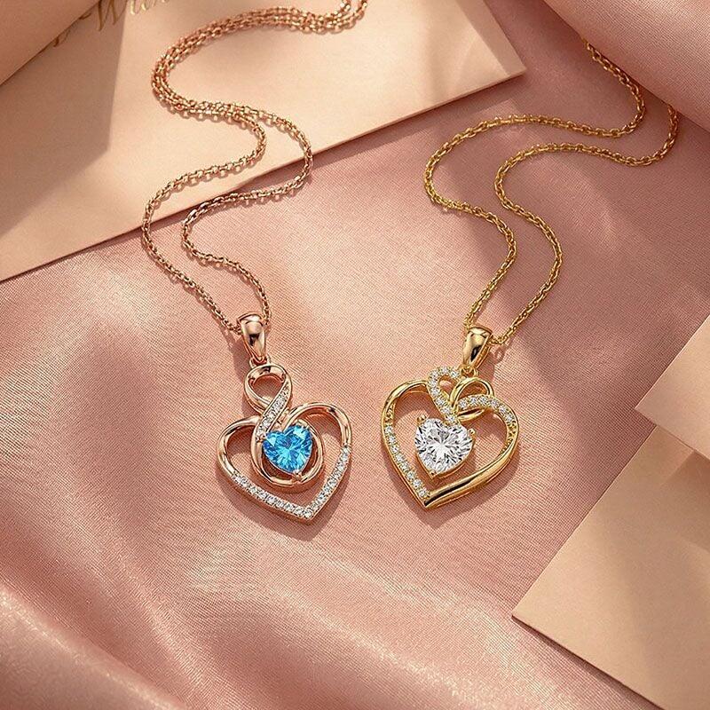 Custom Heart Infinity Necklace Set