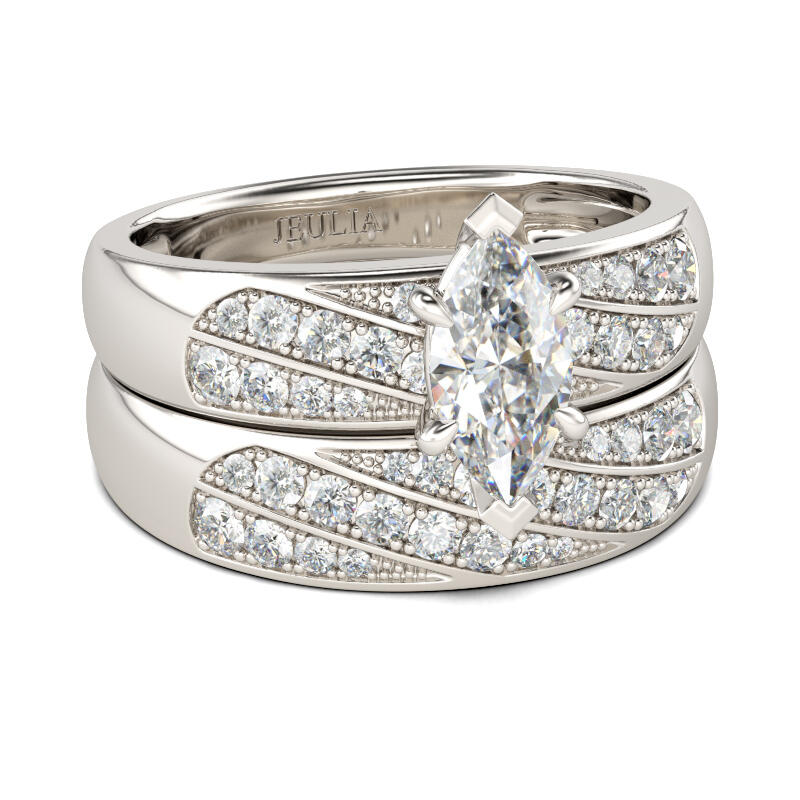 Jeulia Marquise Cut Sterling Silver Ring Set