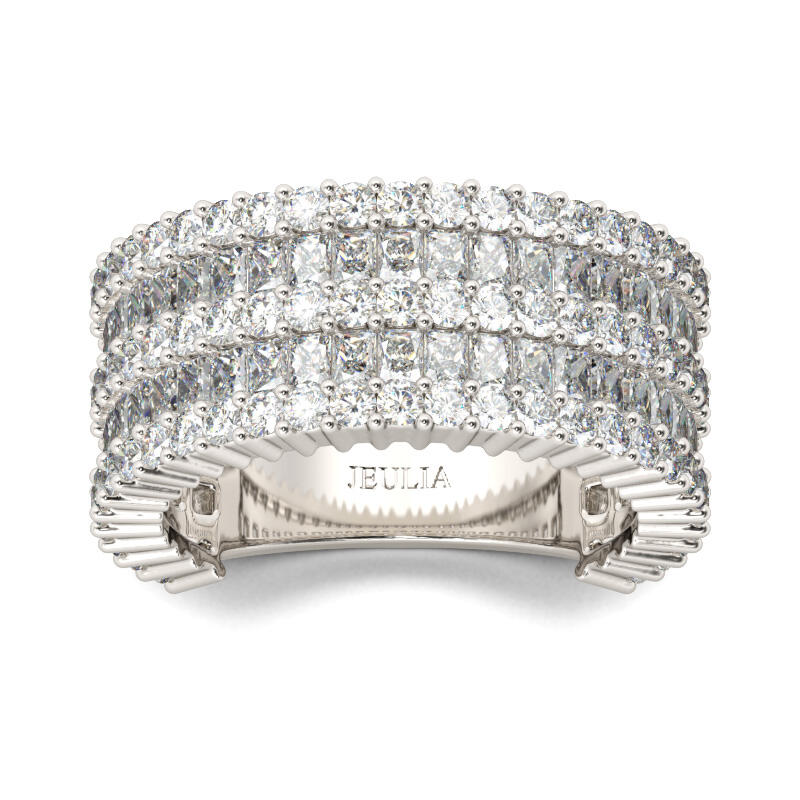 Jeulia Wide Radiant Cut Sterling Silver Women's Band