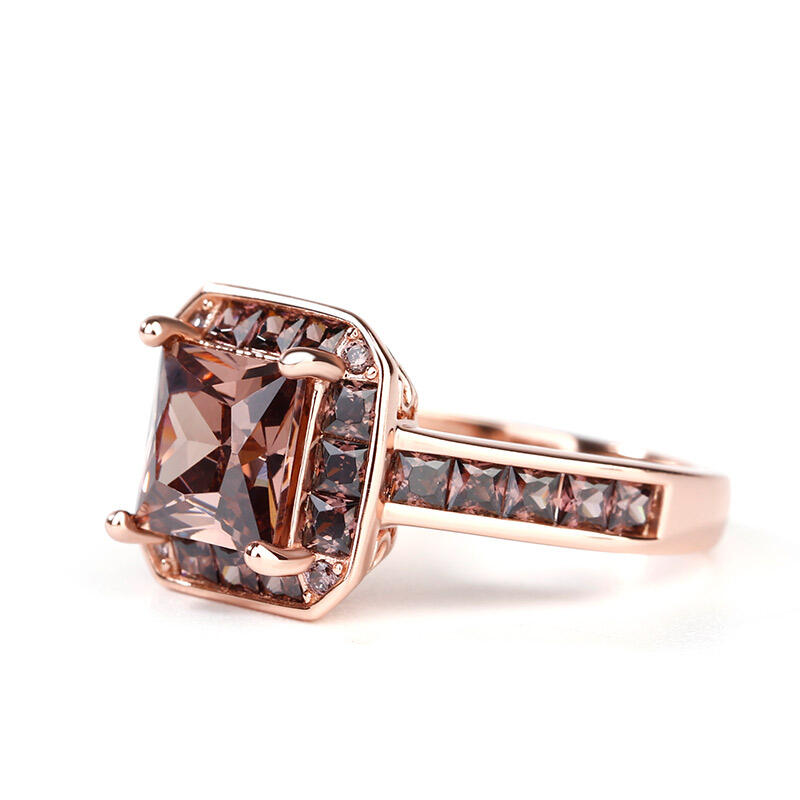 Jeulia Halo Princess Cut Sterling Silver Ring