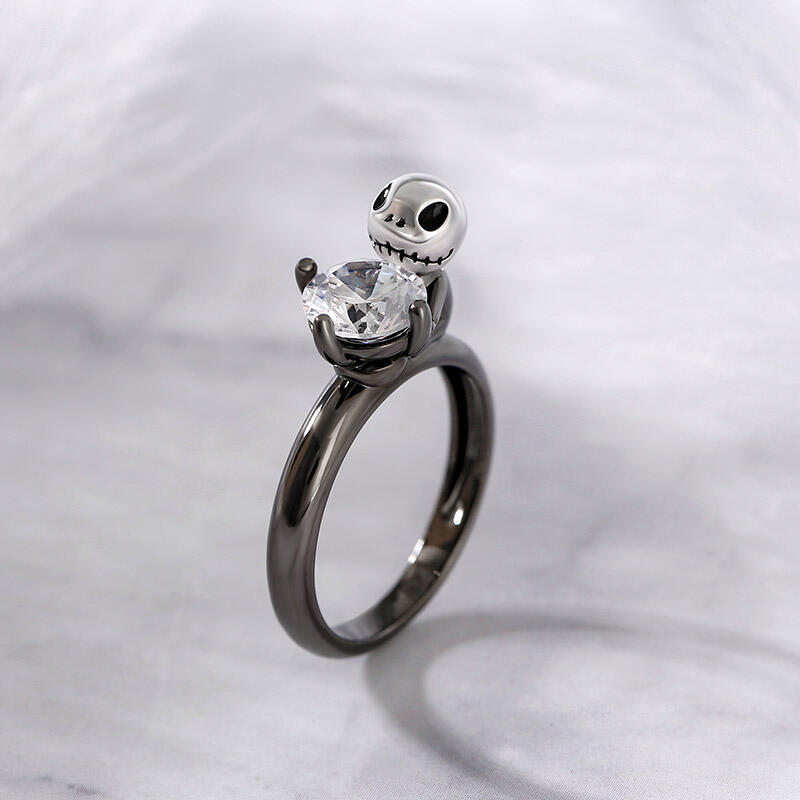 Jeulia Hug Me "Pumpkin King" Bague En Argent Sterling Avec Design De Crâne Et Taille Ronde