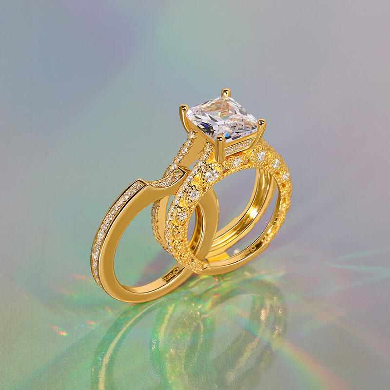 Jeulia utbytbara Radiant Cut Sterling Silver Ring Set