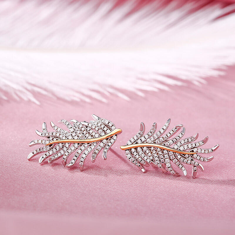 Jeulia "Feathers Appear When Angels Are Near" Sterling Silver Earrings