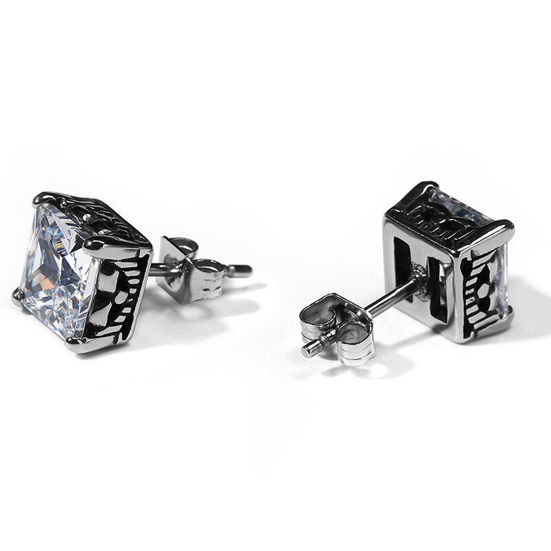 Jeulia Punk Hip-Hop Men's Titanium Steel Stud Earrings