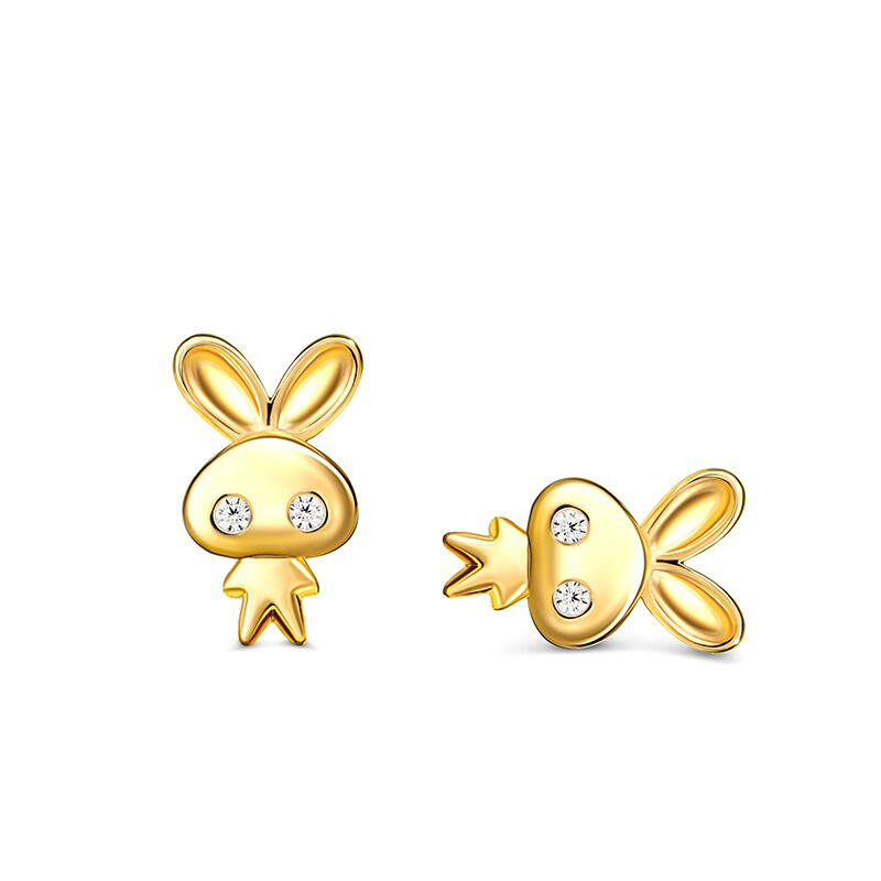 Jeulia "Sweet Bunny" Sterling Silver Children's Earrings