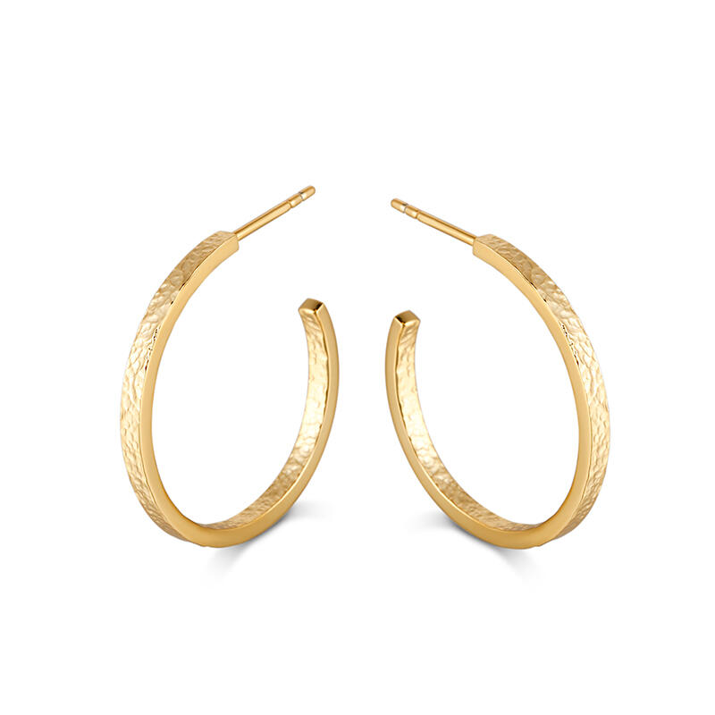 Jeulia Yellow Gold Tone Classic Sterling Silver Hoop Earrings