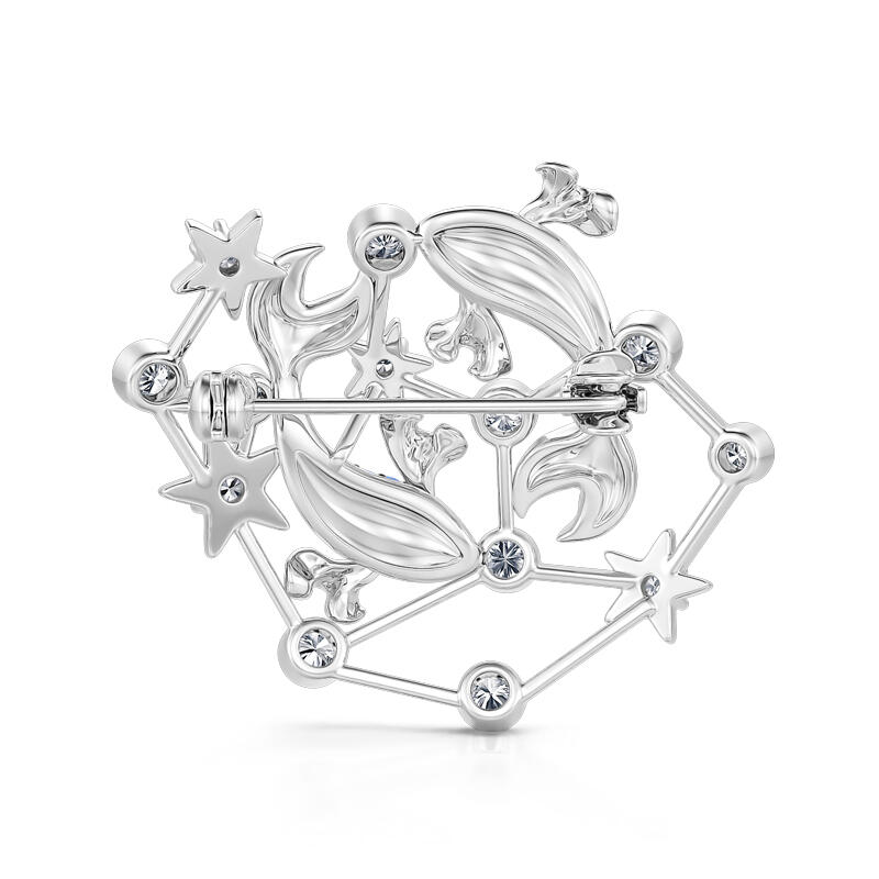 Jeulia "Mystical Pisces" Constellation Design Sterling Silver Brooch