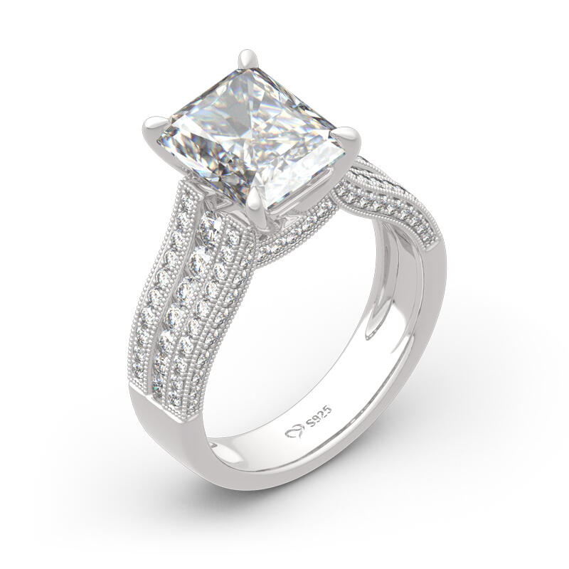Jeulia Classic Radiant Cut Sterling Silver Ring
