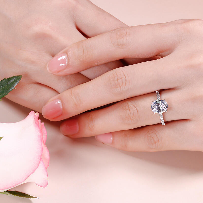 جوليا خاتم 10K/14K/18K ذهب البلاتيني بقطع بيضاوي من الفضة الإسترليني