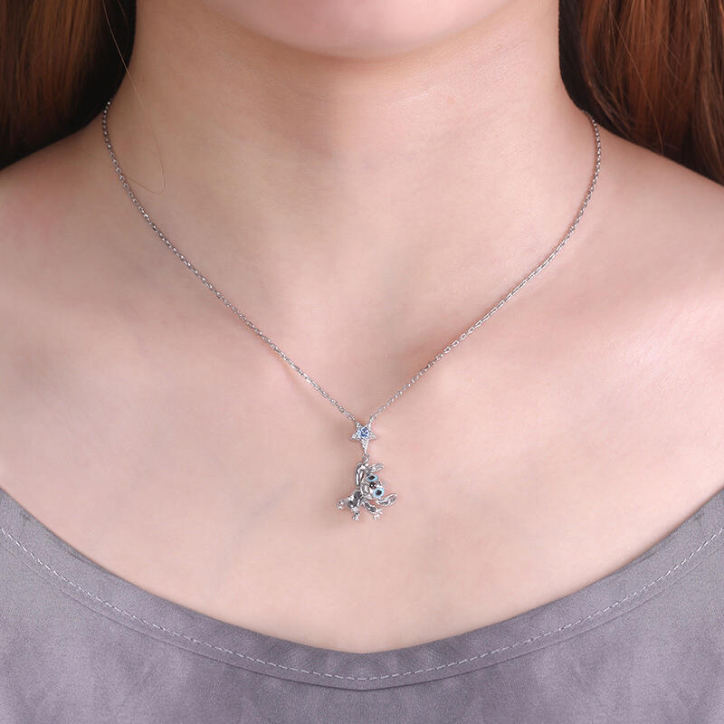 Jeulia "Picking Stars" Little Monster Birthstone Necklace Sterling Silver