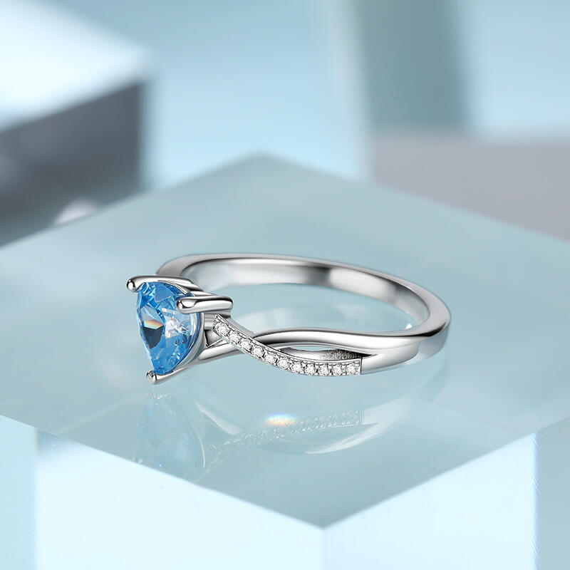 Jeulia Anillo 10K/14K/18K Personalizado de Plata de Ley con Corte de Corazón y Diseño de Torsión