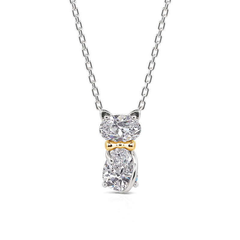 Jeulia Bowknot Two Stone Custom Cat Necklace with Birthstone