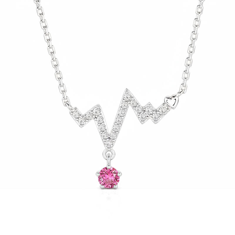 Jeulia Custom Simple Heartbeat Necklace with Birthstone