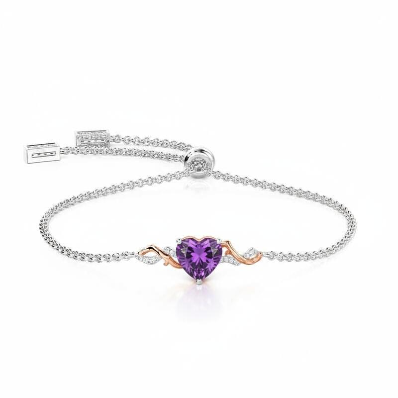 Jeulia Amore Thorn Vine Custom Heart Bracelet with Birthstone