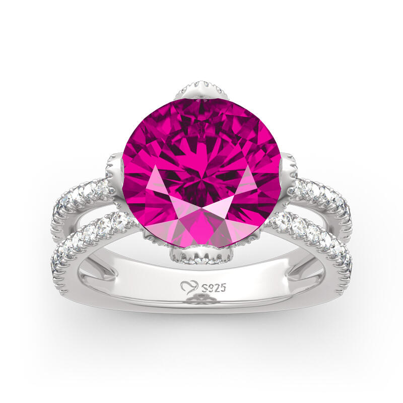 Blommönster Rundslipad Sterling Silverring