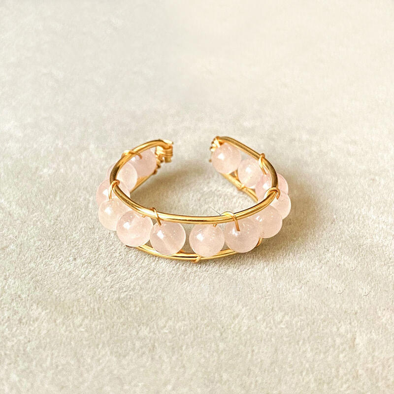 Jeulia "Love Me Unconditionally" Natural Rose Quartz Open Ring