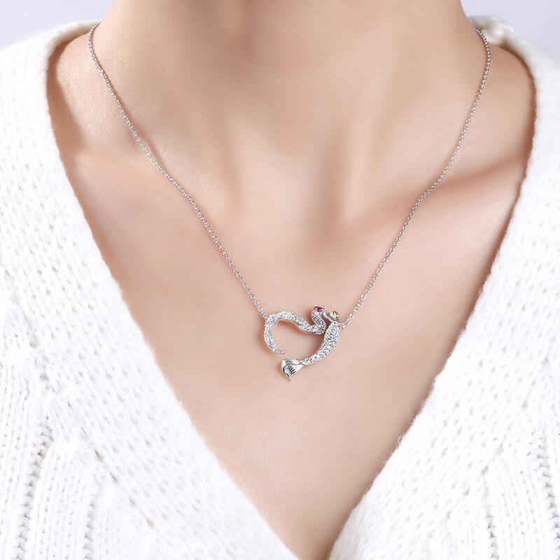 Jeulia "Ocean's Light" Sterling Silver Mermaid Gift Necklace for Valentine's Day