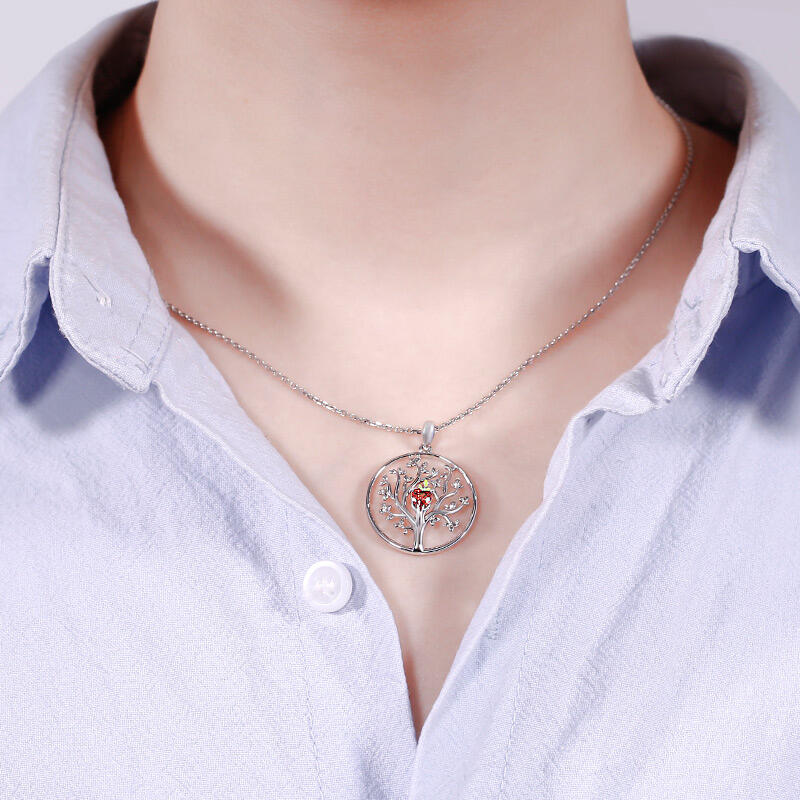 Jeulia Collar de plata de ley con corte de corazón "árbol de la vida"