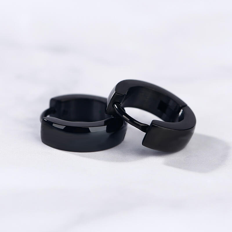 Jeulia Simple Men's Stainless Steel Hoop Earrings