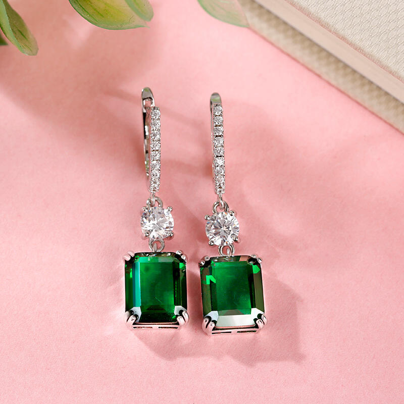Jeulia Classic Emerald Cut Sterling Silver Earrings