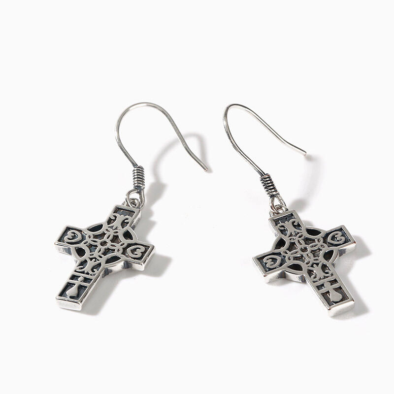 Jeulia "Celtic Knot" Cross Sterling Silver Earrings