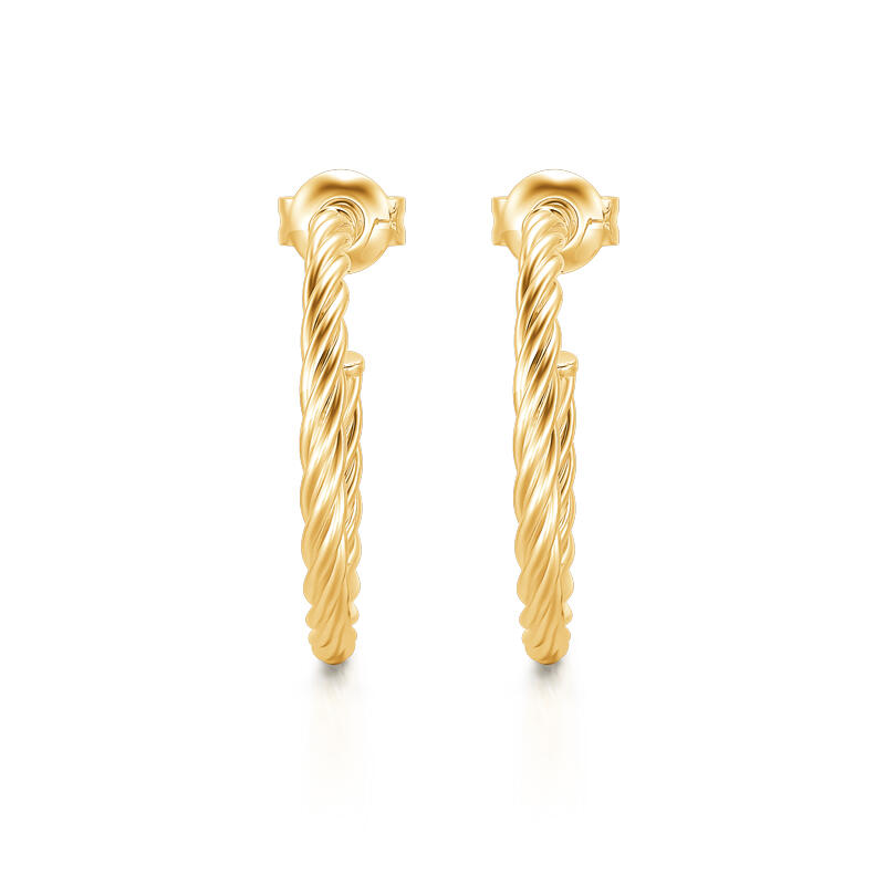 Jeulia Gold Tone Twisted Rope Sterling Silver Hoop Earrings