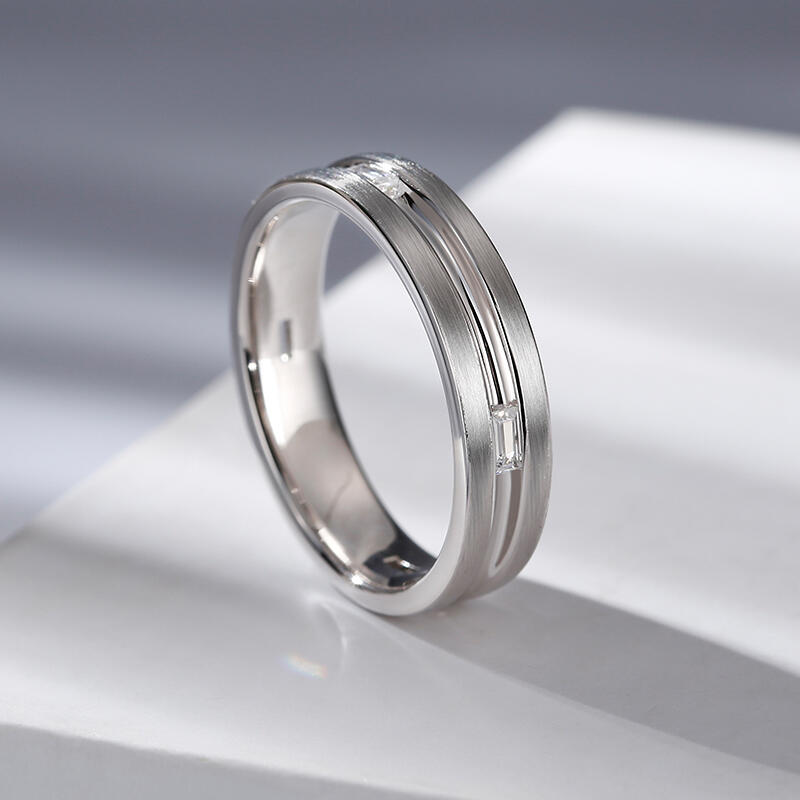 Jeulia Bague pour hommes 10K/14K/18K Or Platine Moissanite Alliance Coupe Émeraude