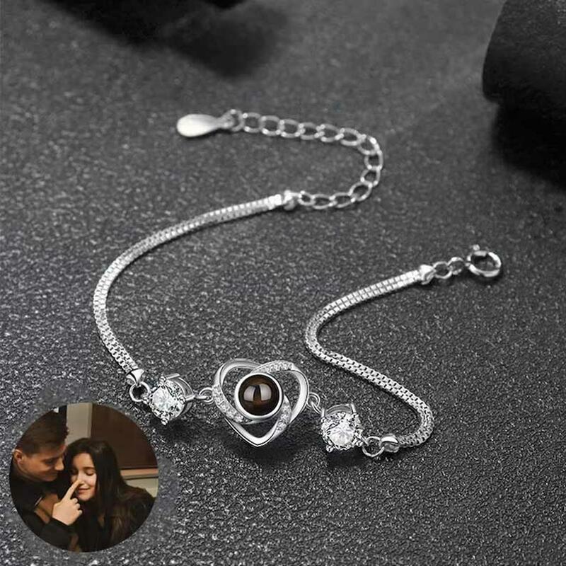 Bracciali Personalizzati con Cuore e Foto Dentro per Donna