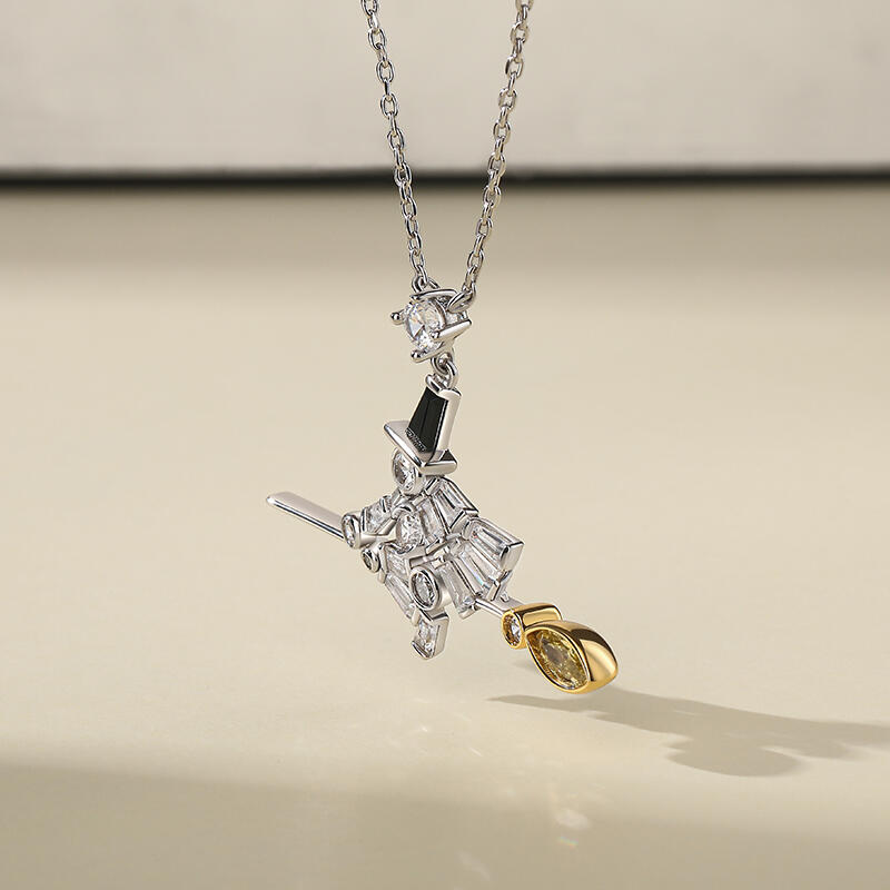 Jeulia Collar Halloween Diseño de Bruja de Plata de Ley