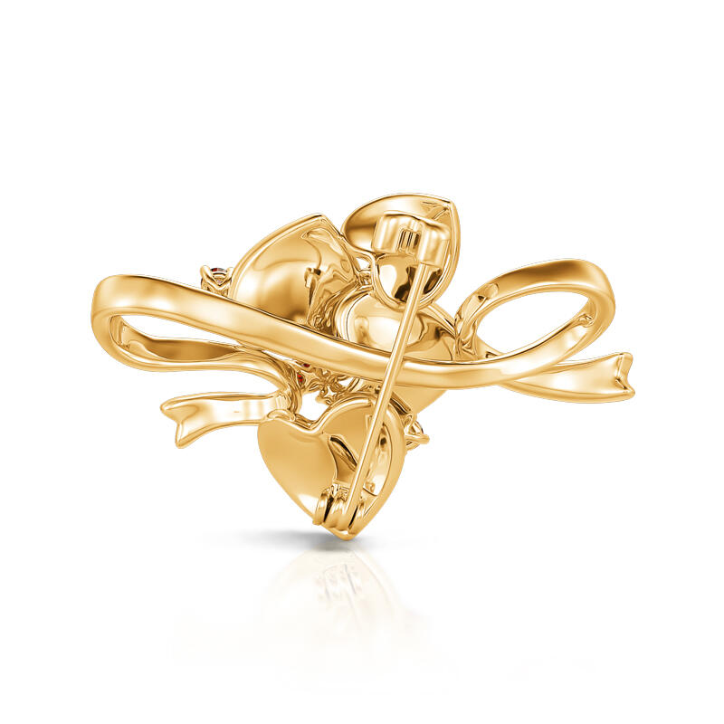 Jeulia Christmas Red Fruit Design Sterling Silver Brooch