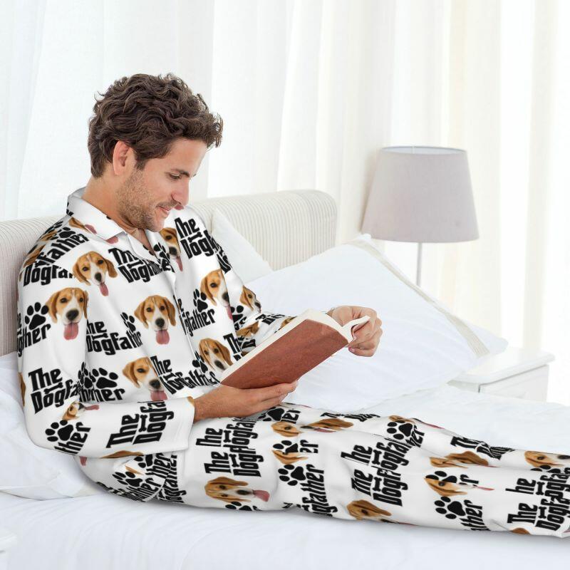 Pigiama personalizzato Foto personalizzata del cucciolo Il padre del cane con impronte di zampe Design Regalo per papà amante degli animali