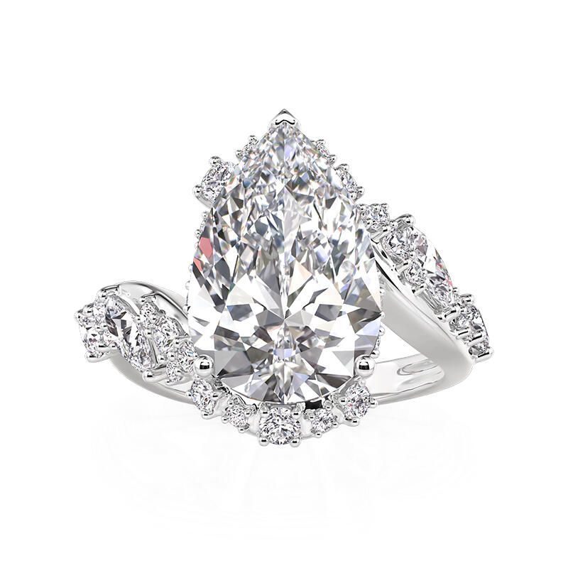 Jeulia Bypass Cluster Pear Shaped Engagement Ring